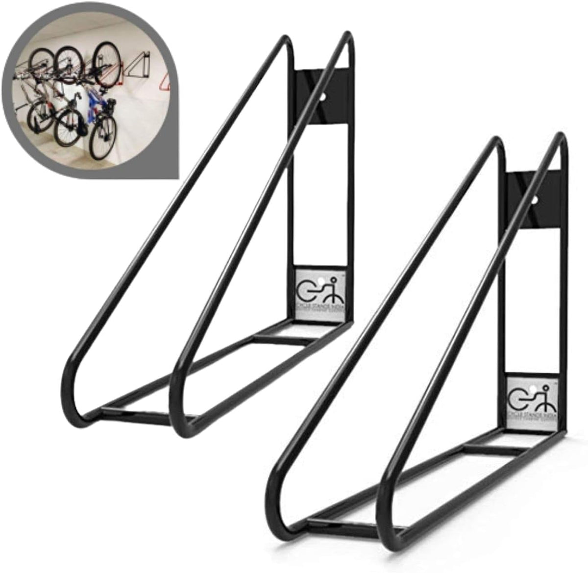 Bike Wall Mount Vertical Bike Hanger for Home Space Saving Rack Storage Mount for Garage or Home Bicycle Holder for Mountain Bikes Road Bikes Holds up to 77lbs Black,Pack of 2
