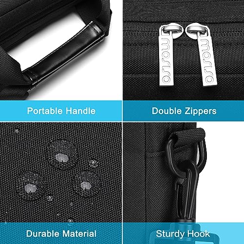 MOSISO Laptop Shoulder Bag 17.3 inch, 17-17.3 inch Computer Bag | Compatible with Dell XPS/HP Pavilion/Ideapad/Acer/HP Omen with 2 Raised&1 Flapover&1 Horizontal Pocket&Handle&Belt, Black - color: Black, size: 17.3 inch