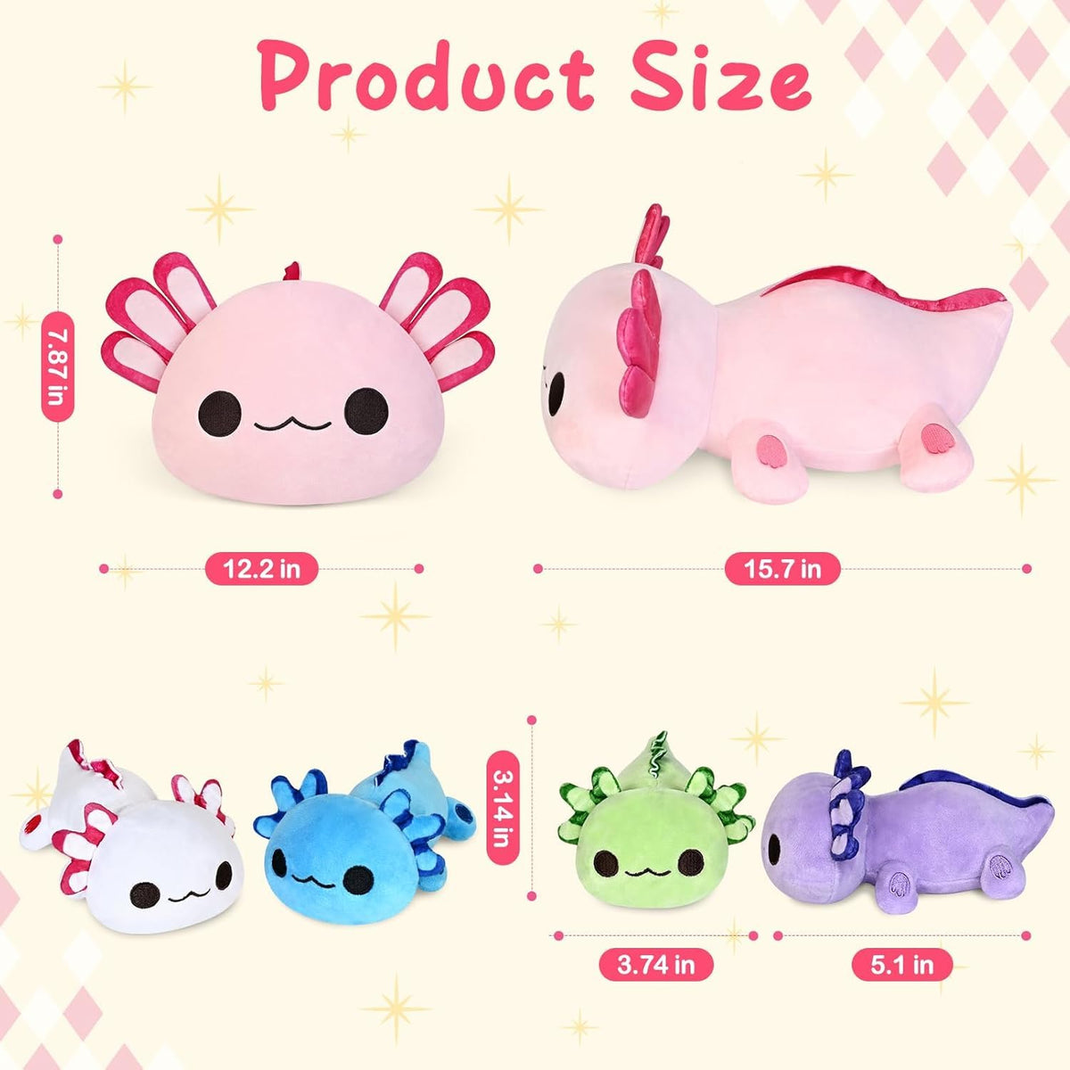 KMUYSL Mommy Plush Toys with 4 Babies, Stuffed Animal for Kids, Axolotl
