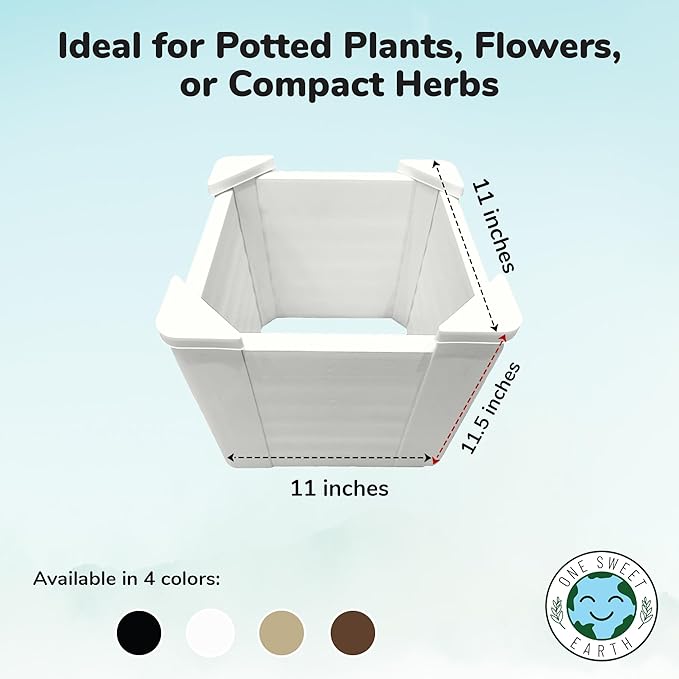 Raised Garden Bed - 1x1 ft Planter Box - White HDPE - No Tools Needed - DIY Kit for Urban Gardening, Flowers, Herbs & Vegetables - Made in The USA - 2 Pack