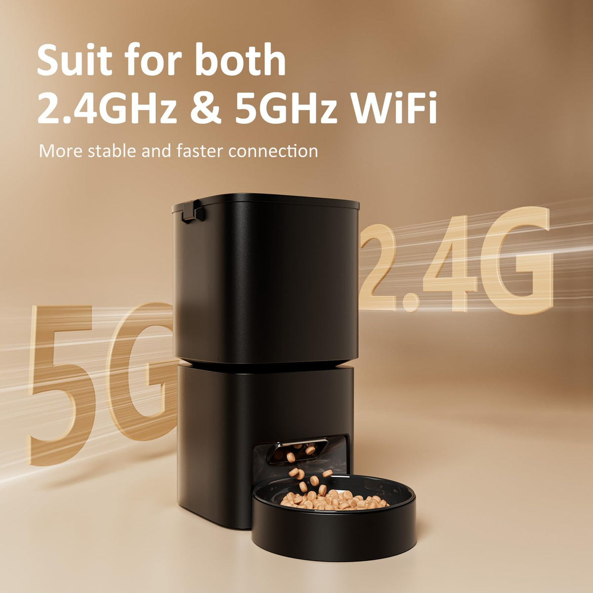 DUDUPET Automatic Cat Feeder, 5G WiFi APP Control Automatic Pet Feeder, 5L Cat Dry Food Dispenser with Remote Feeding,10 Meals Programmable 1-15 Portion Control Auto Dog Feeders for Cats,Puppy