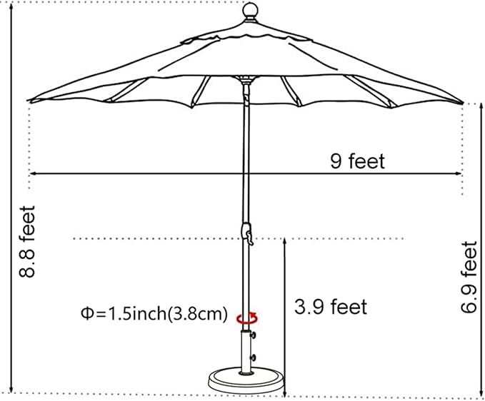 EliteShade USA 10-Year-Non-Fading 9Ft Market Umbrella Patio Umbrella Outdoor Table Umbrella with Ventilation, Natural