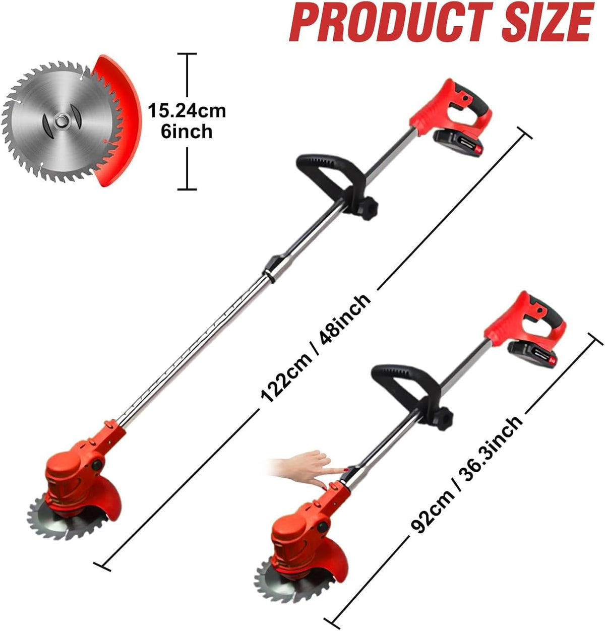 ALSO GO 24V Electric Weed Wacker, 3 in 1 Grass Trimmer with 2pcs Batteries & Fast Charger, Stringless Lightweight Weed Eater/Brush Cutter/Edger with 3 Types Blade & Wheels for Garden and Yard Lawn