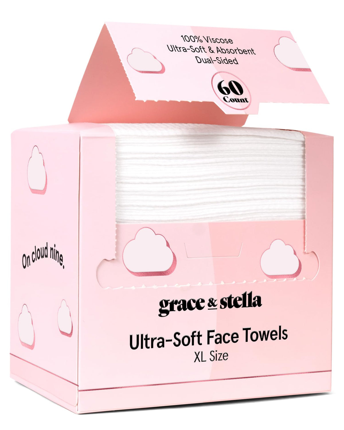 grace & stella Face Towels Disposable XL- Travel Essentials (60 Count)