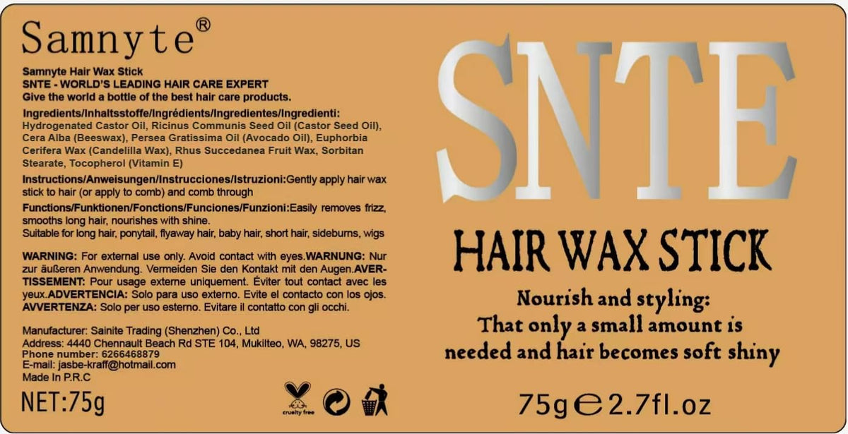 Samnyte Hair Wax Stick, Gel Tamer for Flyaways, Nourishing Slick Stick Pomade for Women & Kids, Slick Back & Styling Cream, Hair Styling Accessories for Teen Girls Gifts, 2.7 Fl Oz