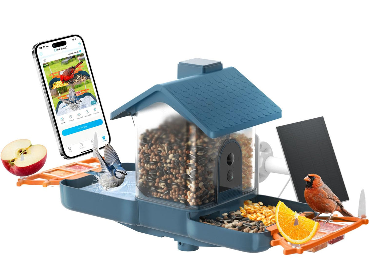 Smart Solar Bird Feeder with Camera & Outdoor Bird Bath