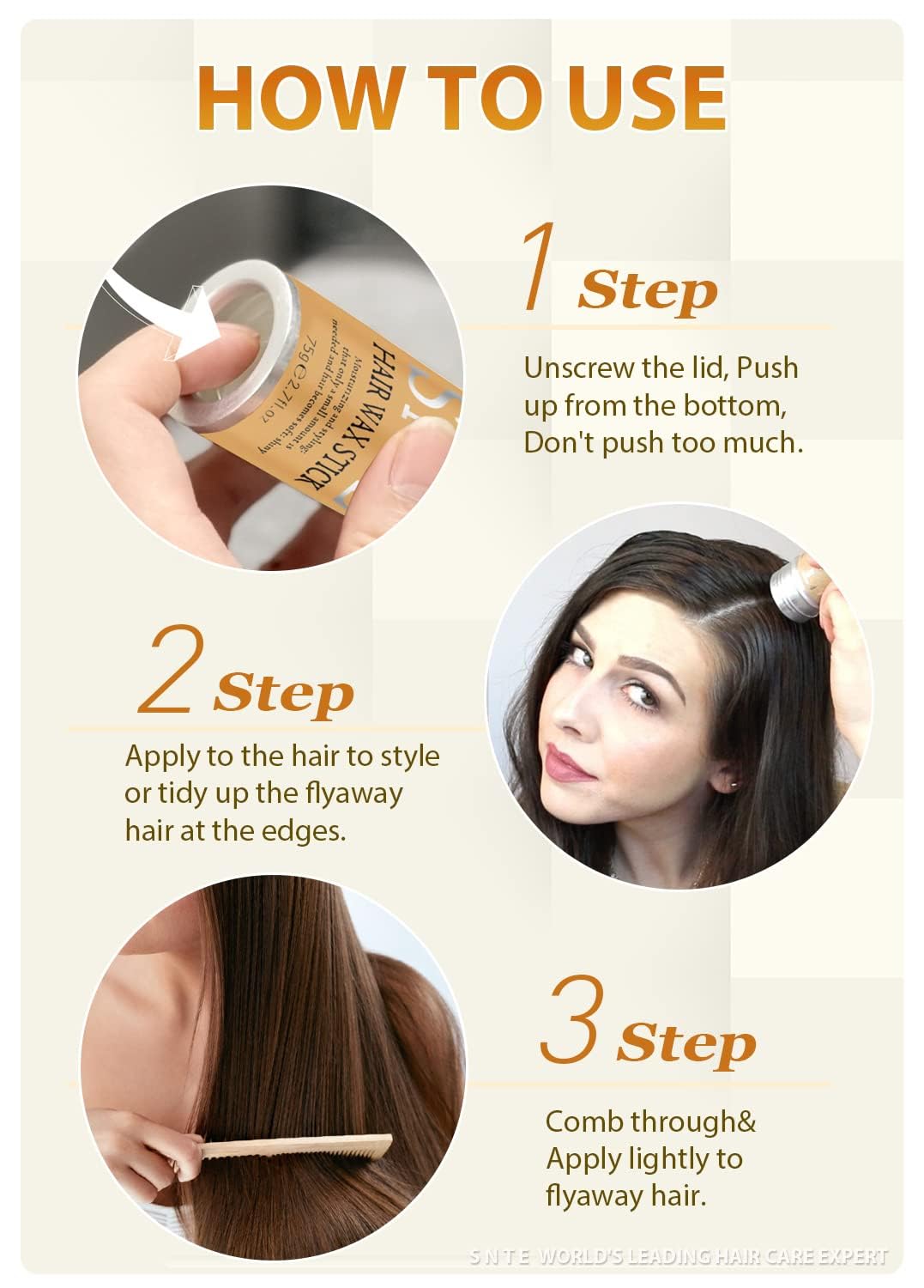 Samnyte Hair Wax Stick, Gel Tamer for Flyaways, Nourishing Slick Stick Pomade for Women & Kids, Slick Back & Styling Cream, Hair Styling Accessories for Teen Girls Gifts, 2.7 Fl Oz