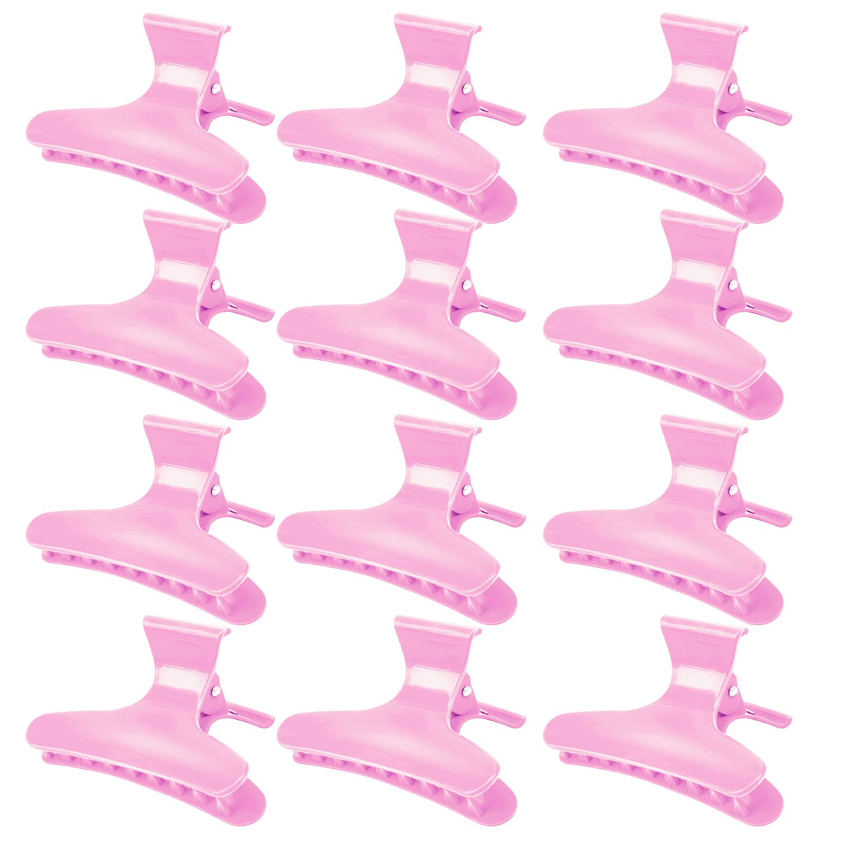 Ondder 12 Pack Pink Butterfly Hair Clamps Clips Hair Claw Clips Pro Salon Clip For Styling, Sectioning, Cutting, Coloring Hair C