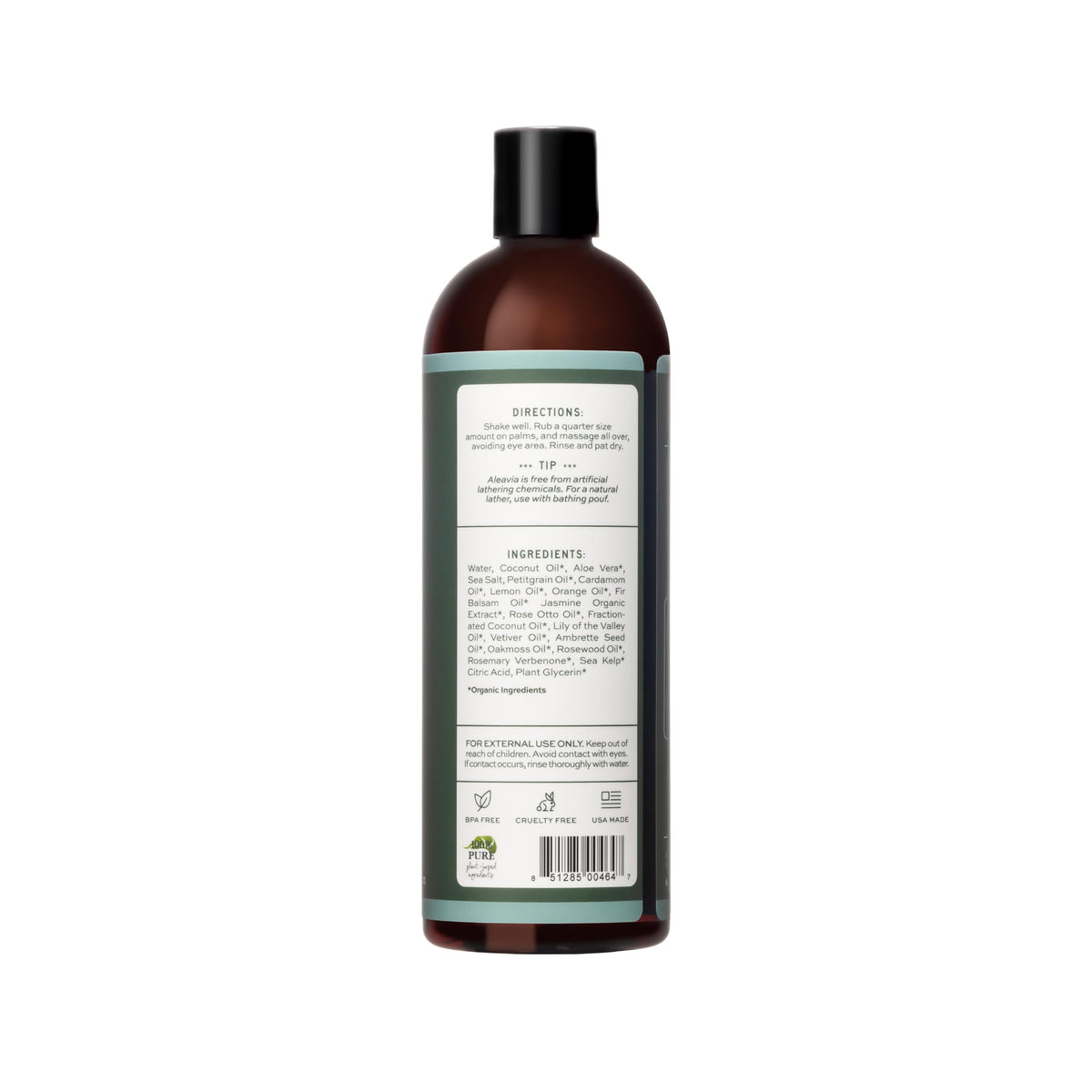 Aleavia Coastal Woodlands Mens Body Cleanse – Organic & All-Natural Prebiotic Body Wash for Men, Woodsy Notes Scented with 13 Essential Oils, – Nourish Your Skin Microbiome – 16 Oz.