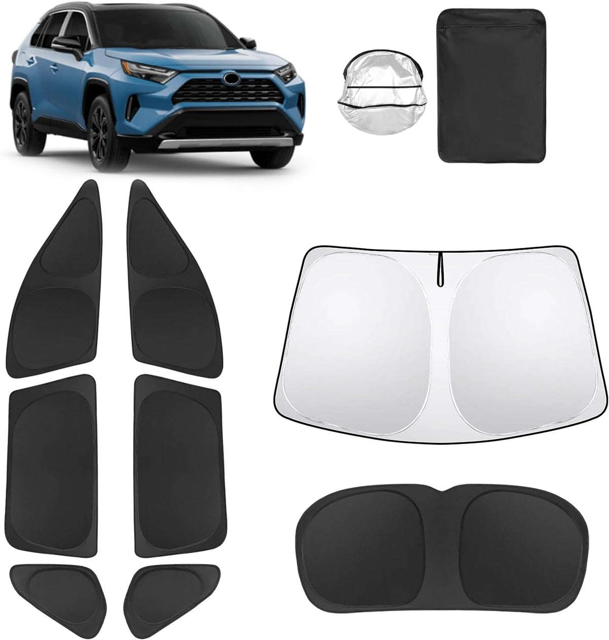 8pcs Car Window Shades for Toyota RAV4 2019-Present Accessories,Windshield Side Rear Full Sunshade,Sun Visor UV Blocking, Privacy Protection and Blackout for Camping Outdoor