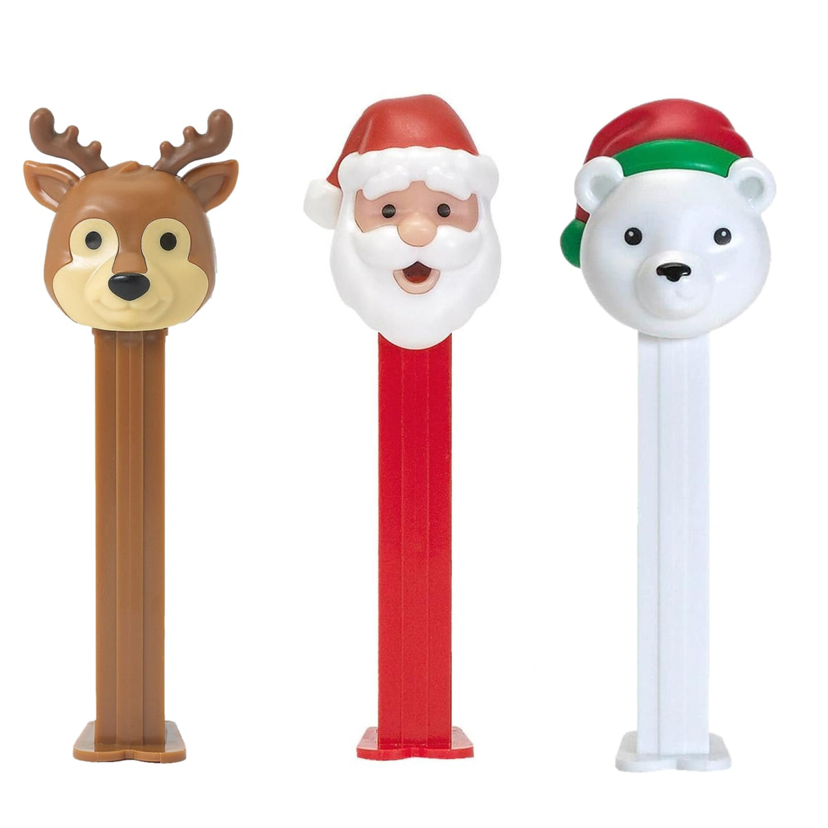 PEZ Christmas Dispensers Set - PEZ Christmas Candy Dispenser Set With Holiday Fruit Flavored Candy Refills | Santa Claus, Polar Bear, and Reindeer |
