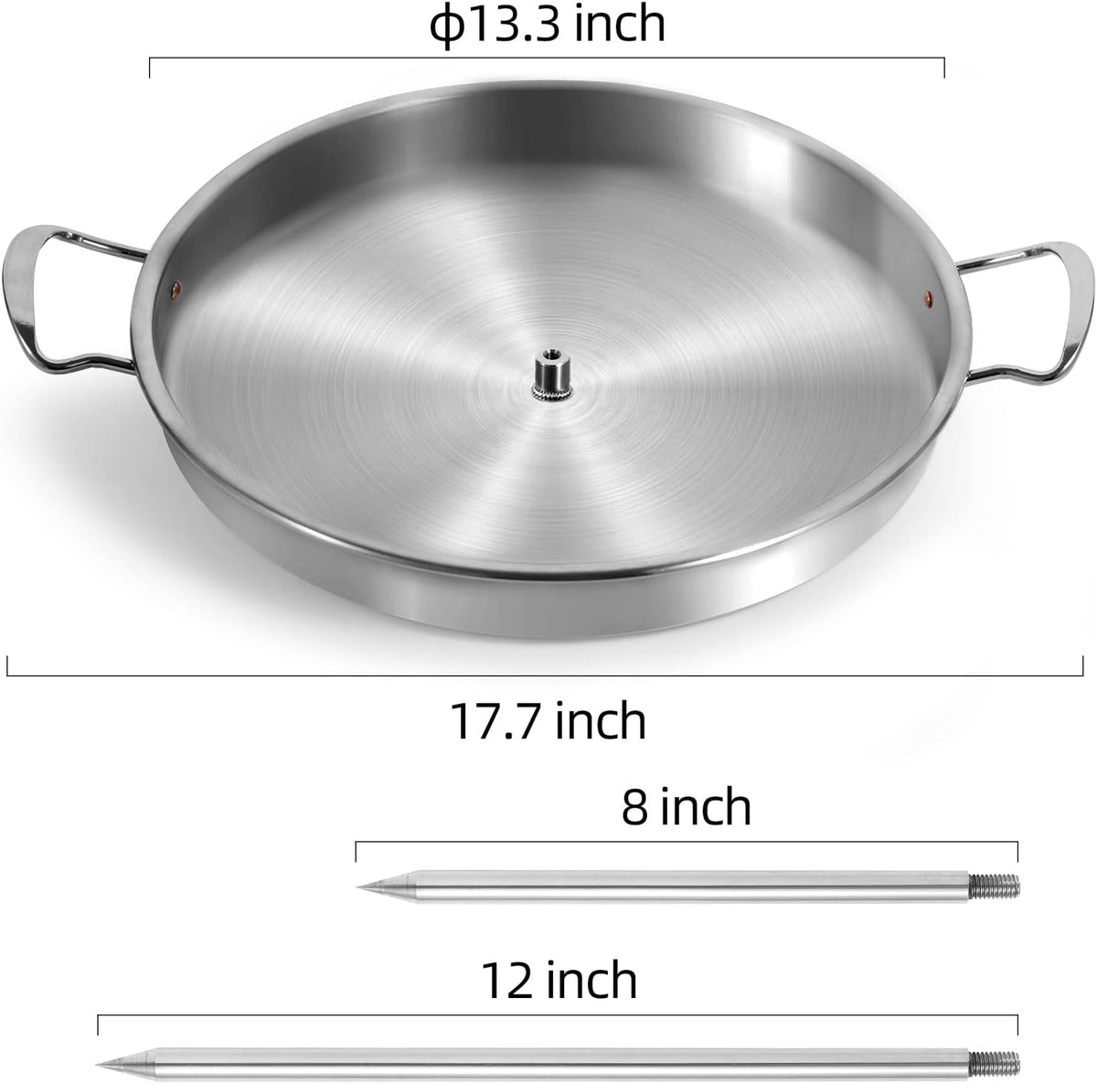 DAKOS Upgraded Thicken Stainless Vertical Skewer Griddle, Barbecue Grill Stand, Vertical Skewer Grill, Great for Tacos Al Pastor, Tacos, Whole Chicken (15.27 x 13.39 x 2.83)