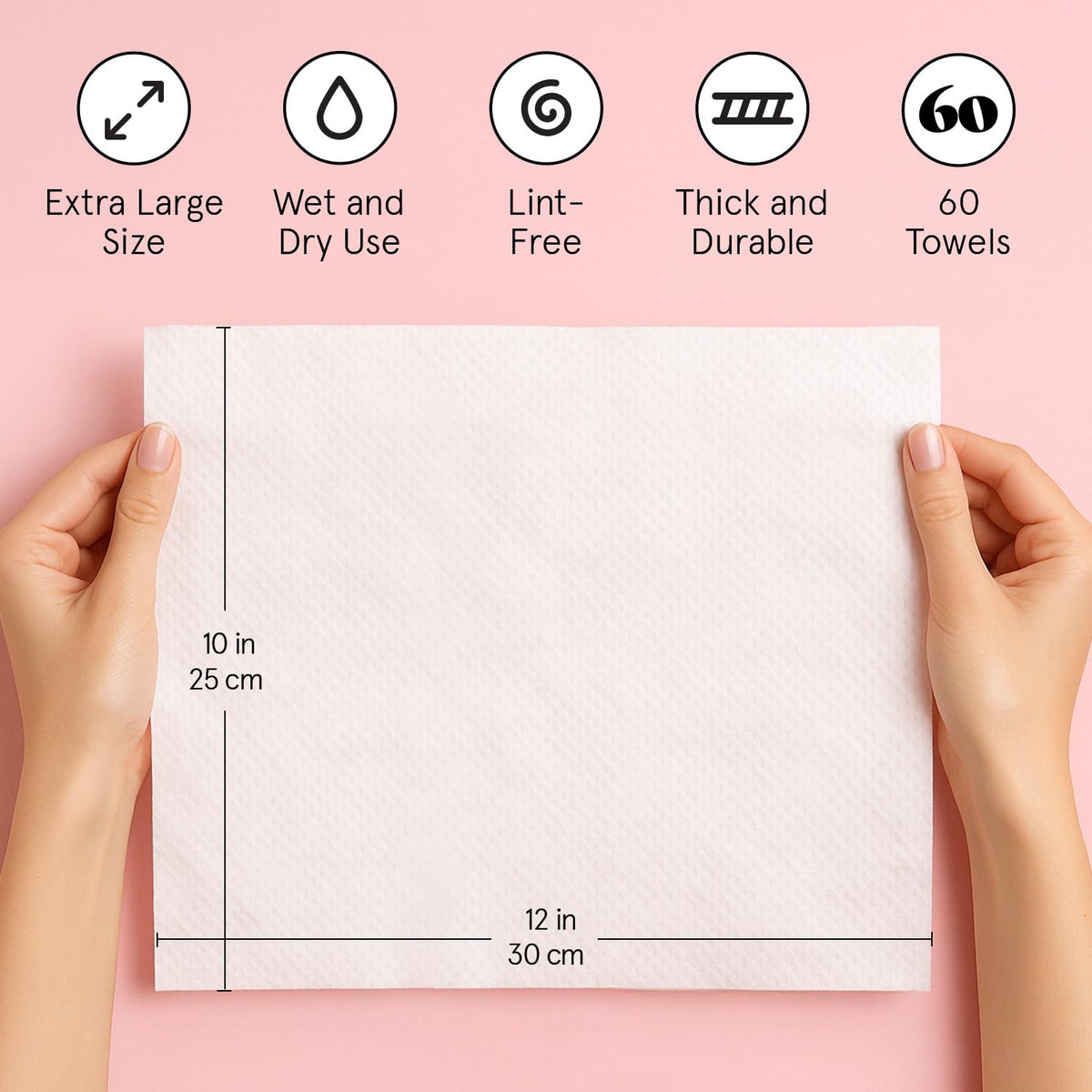 grace & stella Face Towels Disposable XL- Travel Essentials (60 Count)