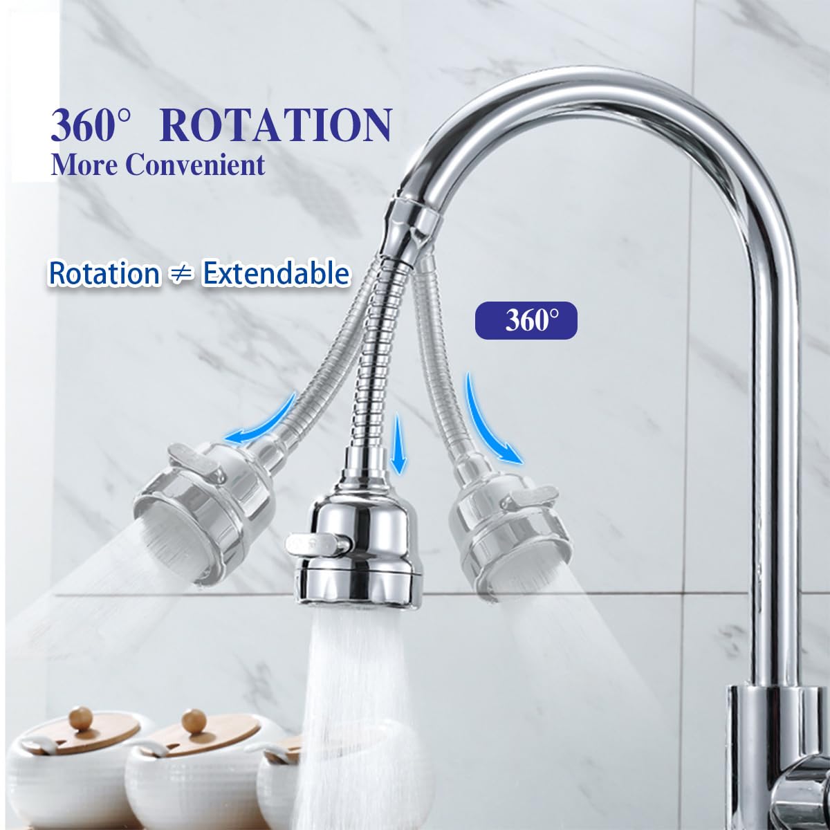 Kitchen Faucet Sprayer Attachment, Movable Faucet Extender for Kitchen Sink, 360° Rotatable Faucet Outlet Nozzle Sink Faucet Head Anti-Splash Faucet Adapter for Kitchen Sink