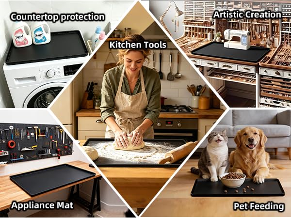 Coffee Mat with Detachable Dish Drying Mat，24'' x 16'' Large Silicone Coffee Bar Station Mat for Countertop, Stays in Place, Waterproof and Heat Resistant Machine Accessories Mat with Raised Edges