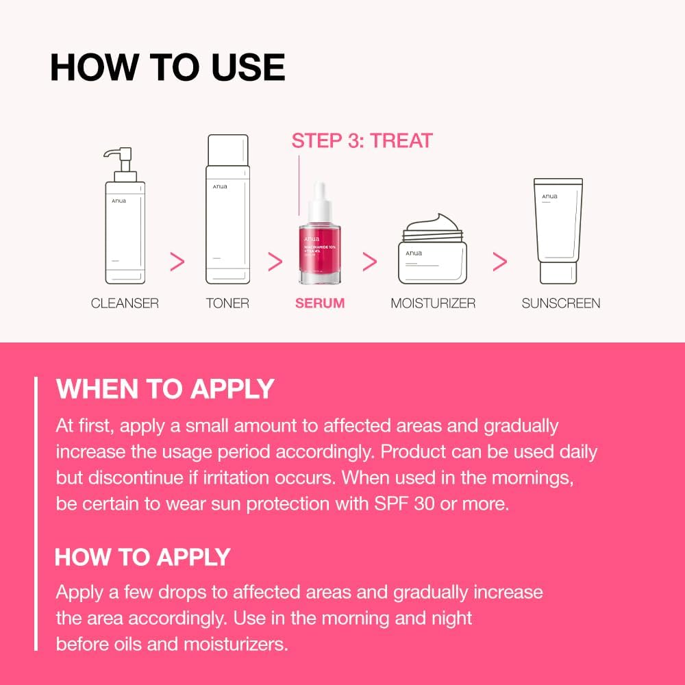 Anua Niacinamide 10 + TXA 4 Serum, Korean Skincare, 1.01 fl.oz