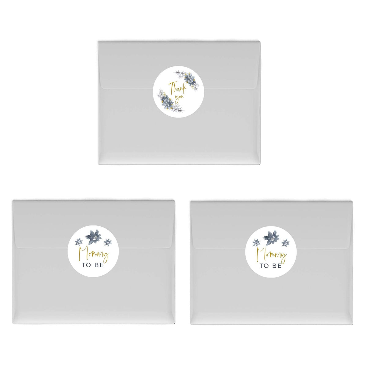 Andaz Press Winter Watercolor Snowflakes and Gray Florals Baby Shower Party Collection, Chocolate Drop Label Stickers Trio, Mommy to Be, 240-Pack
