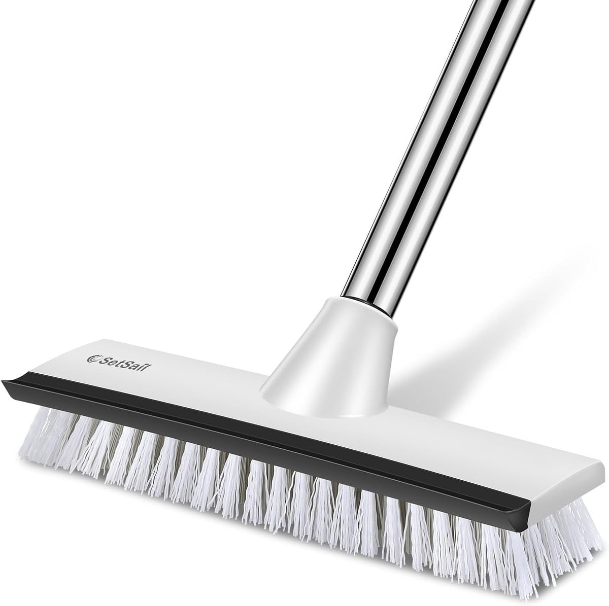 SetSail Floor Scrub Brush with 51-Inch Long Adjustable Handle 2 in 1 Scrape Brush Stiff Bristle Floor Scrubber for Cleaning Shower Bathroom Garage Kitchen Wall Deck Tub Tile