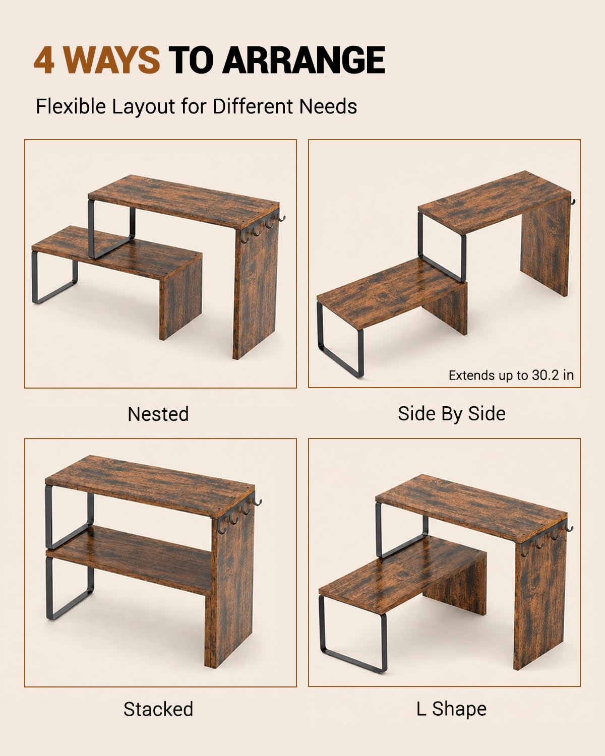 Kitchen Countertop Organizer, Counter Shelf for Corners Coffee Bars Pantry