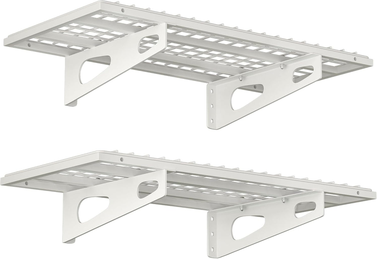 2-Pack 1.5x3FT Garage Shelving 17.7-inch-by-35.8-inch Wall Shelf Garage Storage Rack Wall Mounted Floating Shelves,White