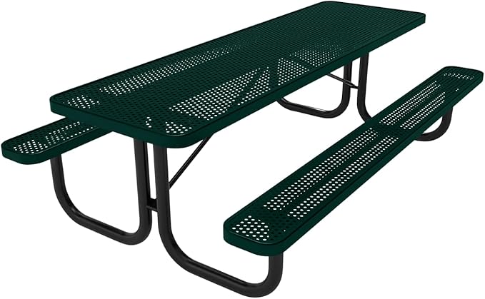 T8-P-DGRN Heavy Duty Rectangular Portable Picnic Table, 8 Ft, Dark Green, Made in America