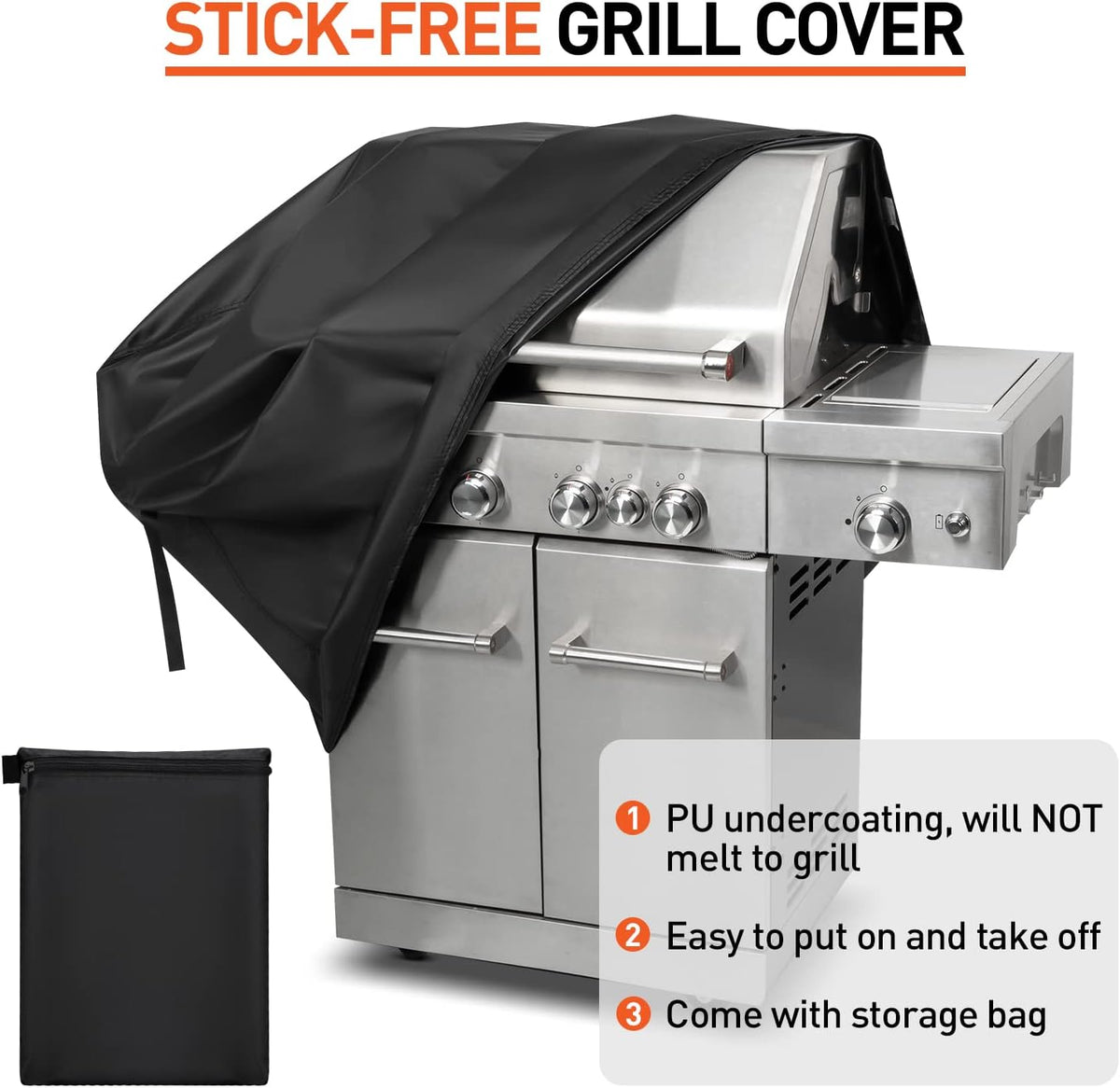 BBQ Cover 52 Inch, Grill Cover for Outdoor Grill, Waterproof and Fade Resistant Outdoor Barbecue Gas Grill Cover, All Weather Protection, Fits Weber, Char Broil, Nexgrill and and More Grills