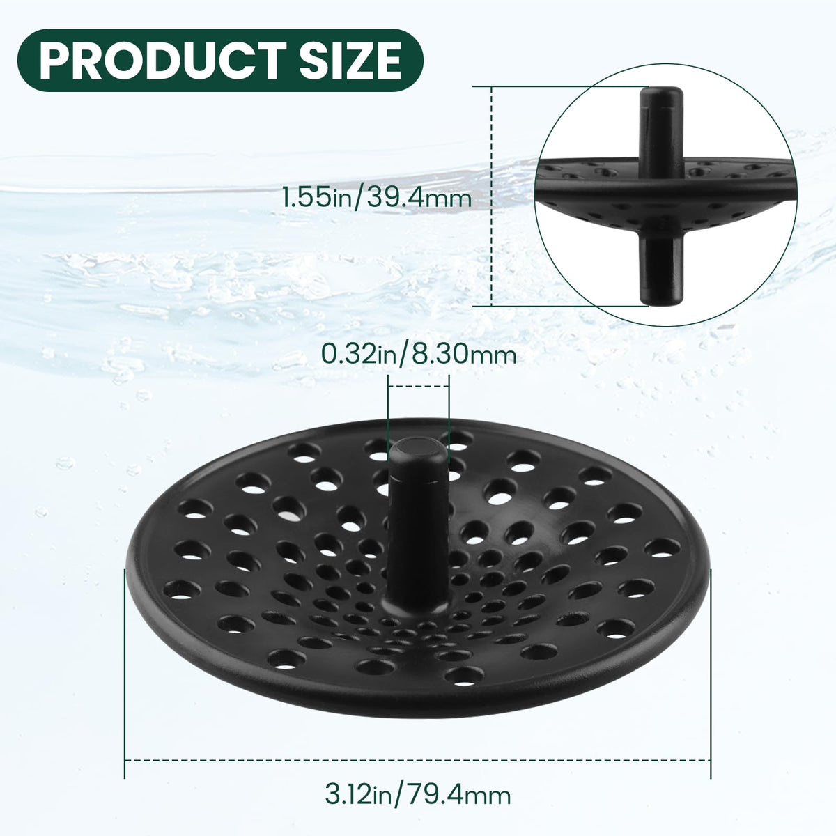 LEDBarz Kitchen Sink Garbage Disposal Strainer for Danco 10427 Kitchen Sink Drain Strainer, 3.25 Inch Black Concave Sink Drain Strainer, 1 Pack