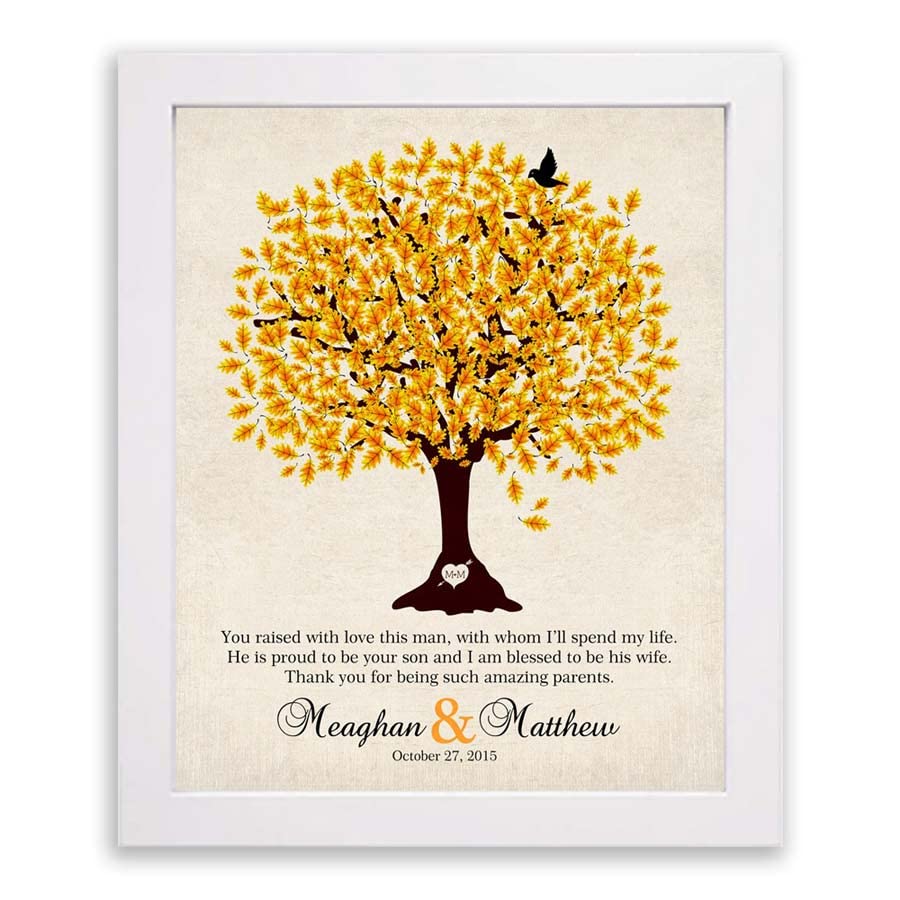 Lucky Tusk Mother of Groom Personalized Thank You Gift For Parents of Groom Family Wedding Poem Tree Gift For Mom and Dad #LT-1102,