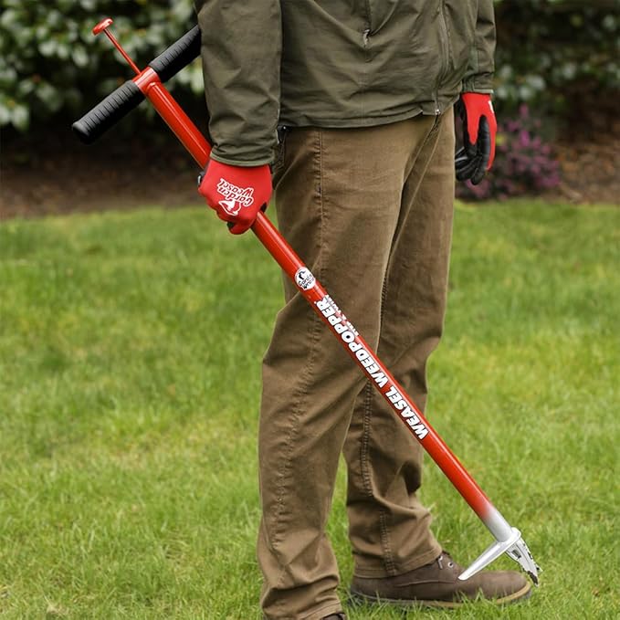 GARDEN WEASEL WeedPopper Step & Twist – Black Ergonomic Grip | Stand Up Weed Puller Tool for Dandelion, Crabgrass & Root Removal | Heavy Duty Lawn & Garden Weeder | 95206-A