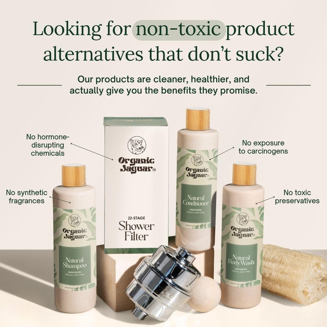 Organic Jaguar Natural Shampoo for Hair Care, Sulfate Free Shampoo with Castor Oil, Honey, Biotin, Glycerin, Aloe Vera & Mild Thickening Agent, Unscented, Dry to Color Treated to All Hair, 13.5 fl oz