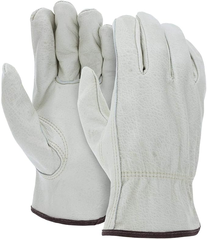 ATERET 36 Pairs Large Heavy Duty Durable Cowhide Leather Work Gloves I Driver Gloves for Truck Driving, Warehouse, Gardening, Farming