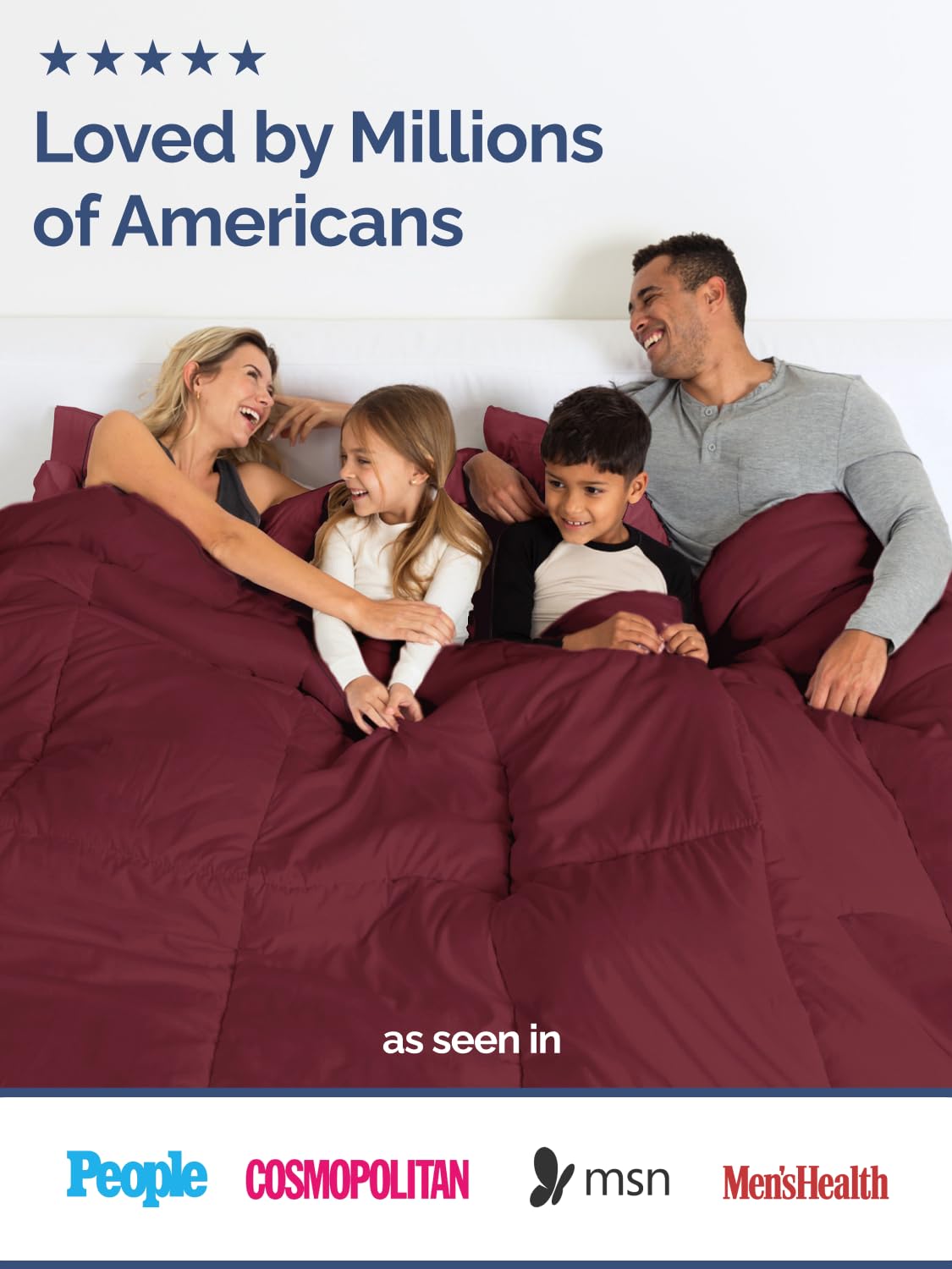 Comforter Cal King - Down Alternative Duvet Insert, Burgundy, 102" x 96"