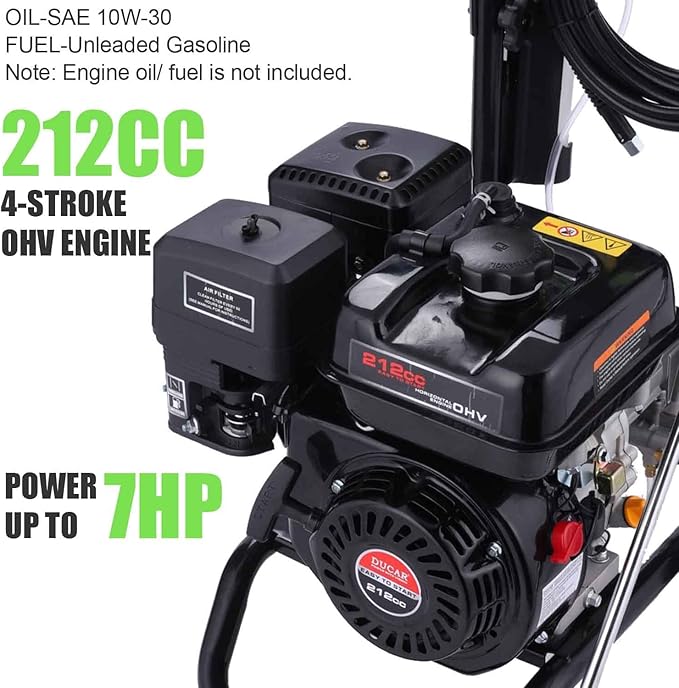 Commercial 4200PSI 4GPM 212CC Gas Pressure Washer, 7.0 HP Professional Gas Power Washer with 5 Nozzles 25FT Hose Foam Bottle for Car Fence Driveway Yard (EPA/CARB/ETL Compliant), Black