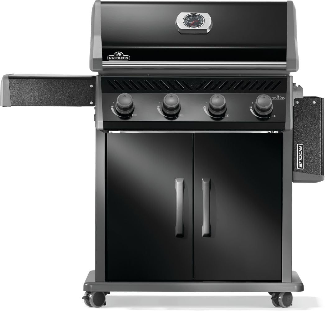 Napoleon Rogue 525 Natural Gas Grill, Black, Durable 4-Burner Cooking Surface
