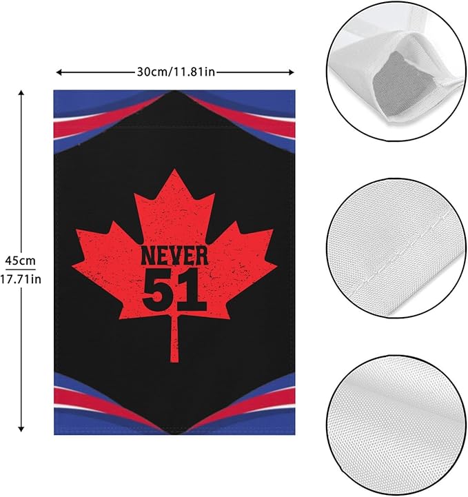 Never 51st State Canada Flag Seasonal Garden Flags 12x18 Double Sided Small Banner for Garden