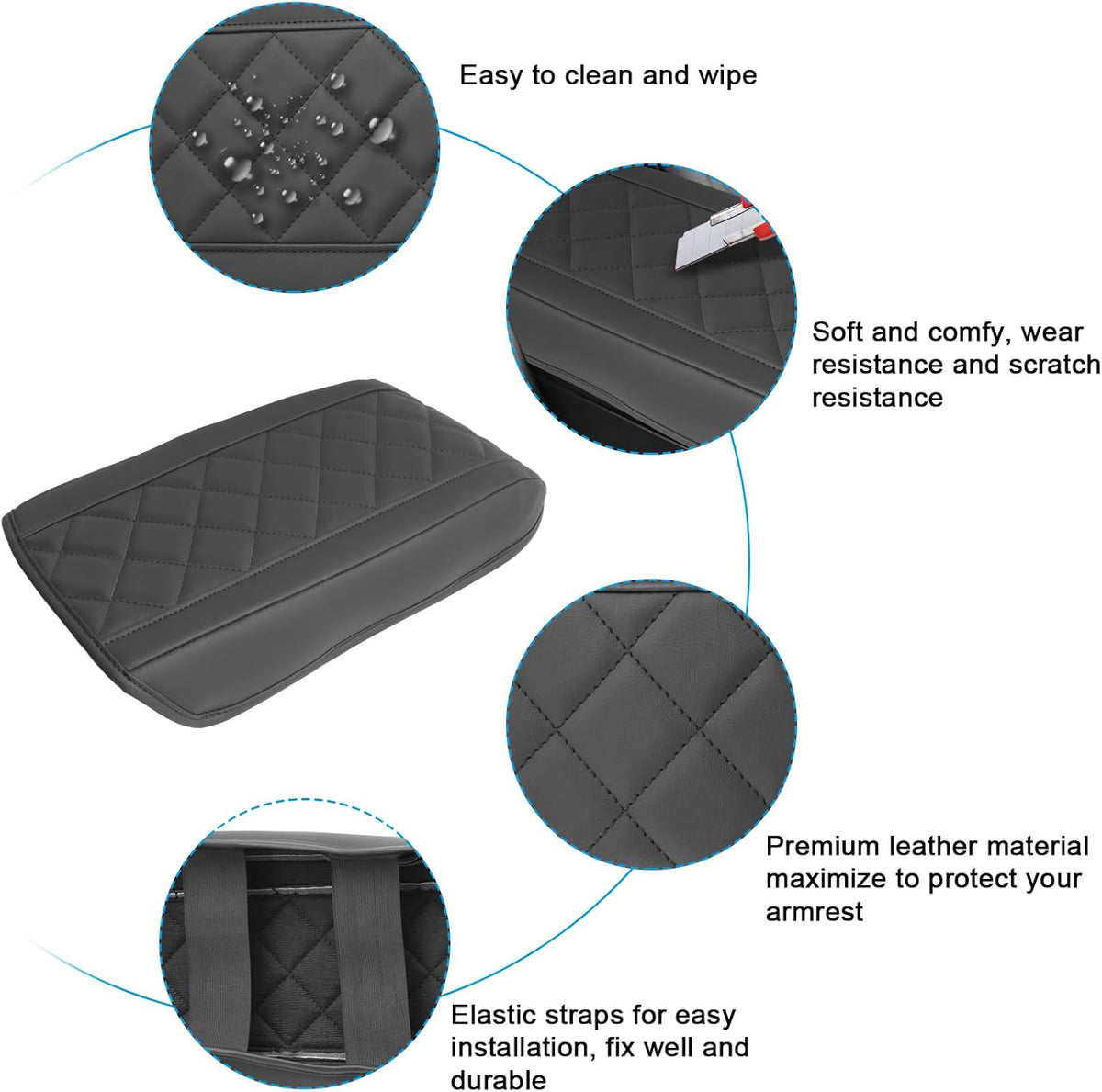SXCY for 2025 Chevy Equinox Accessories Armrest Cover for Equinox 2025 Accessories 2025 Equinox Center Console Cover 2025 Equinox Middle Console Cover (Thin Cover Rhombus Style)
