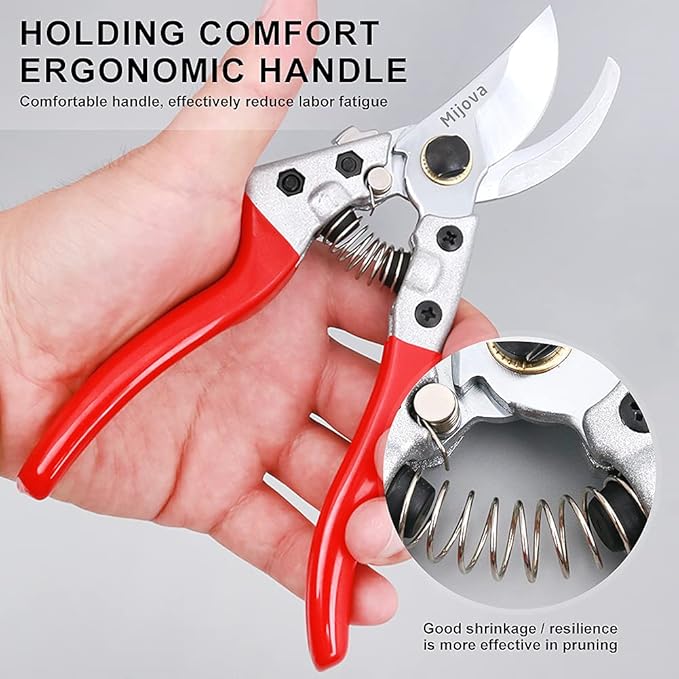 Gardening Scissors, Precision Pruning shears for Branches Shrubs and Vines, High-Carbon SK5 Steel Stays Sharp Longer for Clean Cuts that Promote Plant Health (Gardening Scissors)