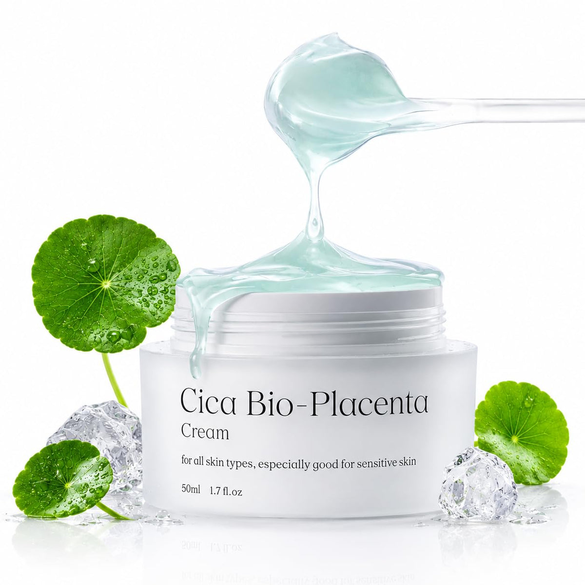 NATURAL DERMA PROJECT NDP Cica Cream - Gel Face Moisturizer for Sunburn Relief, lightweight Korean Moisturizer for Sensitive Skin, Centella Asiatica, Hydrating, Calming, Soothing (1.7 Fl oz / 50ml)