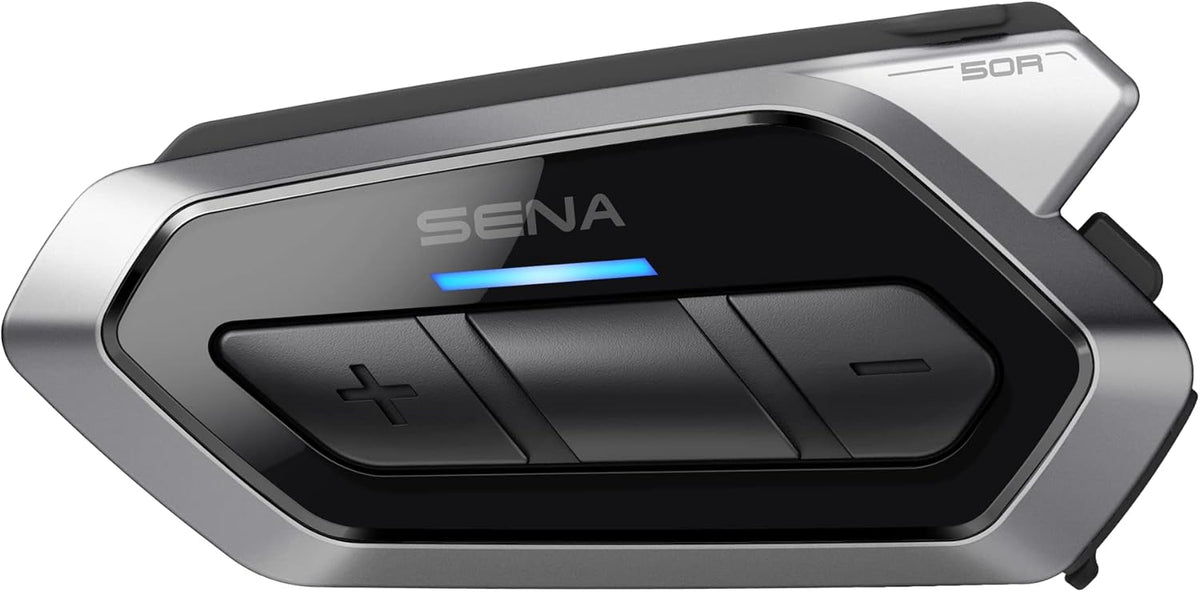 Sena 50R 3-Button Motorcycle Bluetooth Headset w/Sound by Harman Kardon Integrated Mesh Intercom System Premium Microphone & Speakers, Dual Pack