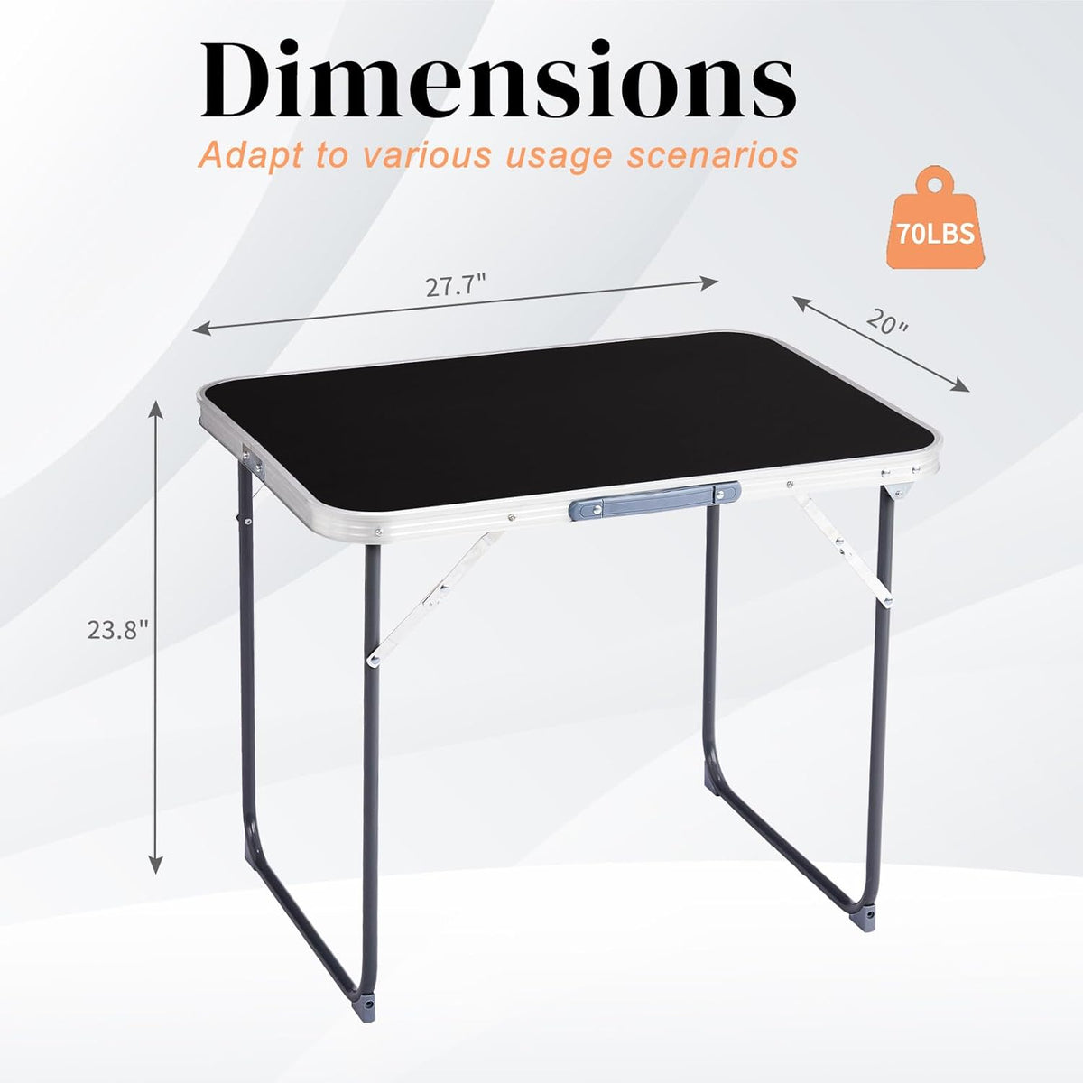 Outvita 2.3ft Portable Folding Camping Table, Outdoor Waterproof Picnic Table, Aluminum Lightweight Suitcase Foldable Table for Picnic BBQ Beach Dining