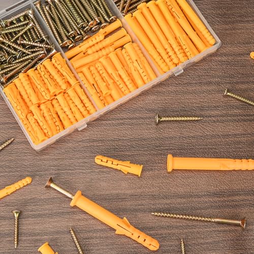 Aovchei 170pcs Drywall Anchors Kit, 85 Plastic Anchors and 85 Screws | 3 Size #6 * 30#6 * 40#6 * 60, Wall Hanging Kit for Hanging Picture Frame, Shelf Brackets, Curtain Rod - size: #6*30 #6*40 #6*60