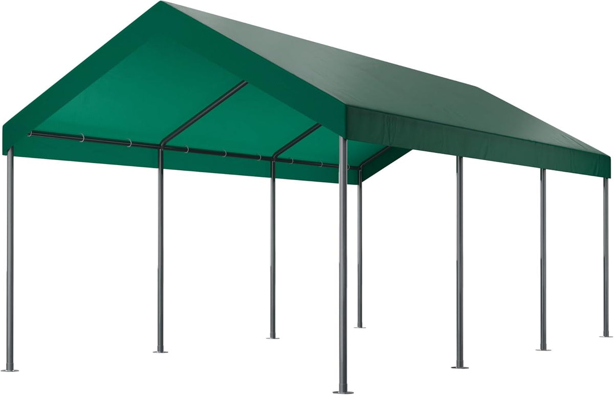 Shintenchi 10x20ft Heavy Duty Carport with UV Resistant Canopy, Powder-Coated Steel Frame, Easy to Assemble Portable Garage, Stable Carport for Car, Bike, Camp, Outdoor Storage (Green)