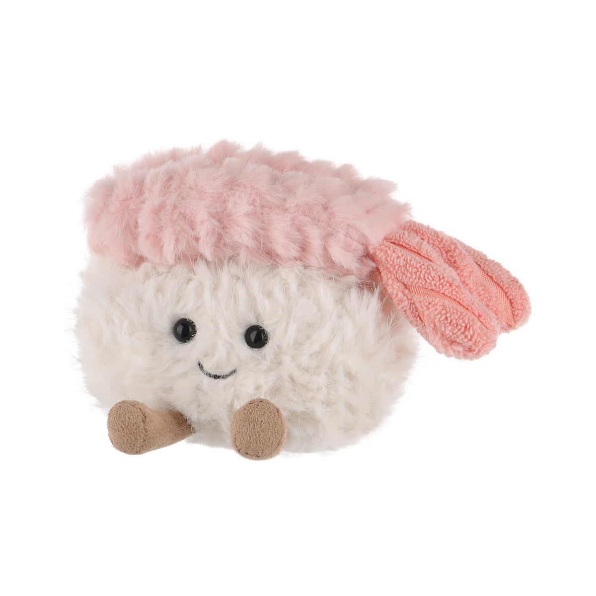 Apricot Lamb Plush Food Soft Stuffed Animals Plush Toys Shrimp Sushi 3.1''
