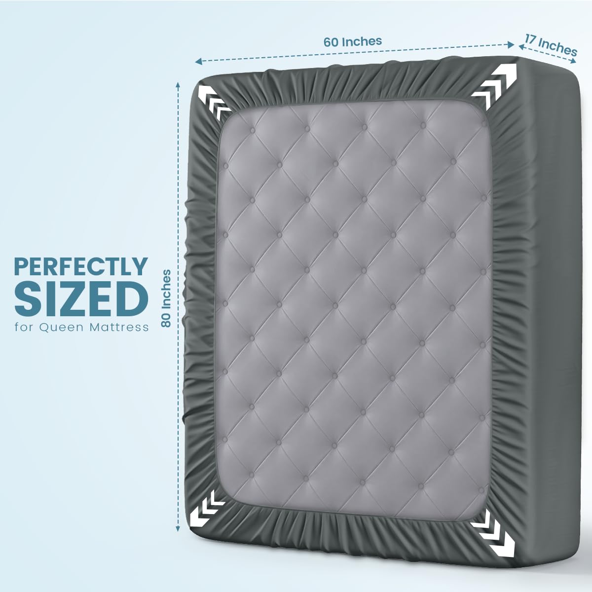 Waterproof Queen Size Mattress Protector fits Upto 17" Deep Pocket