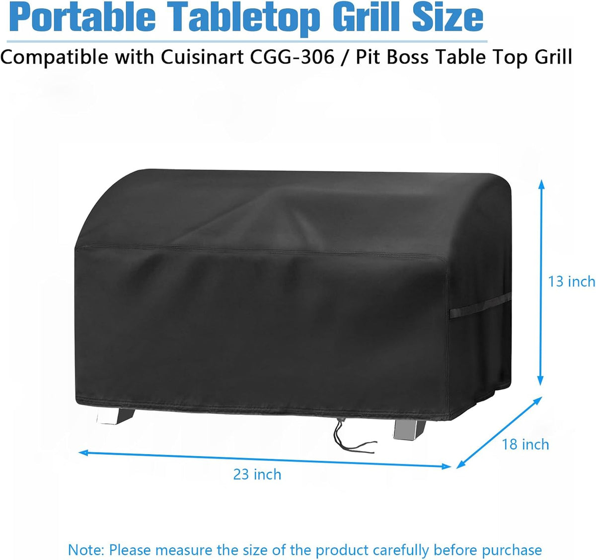 Portable Grill Cover,Fit for Cuisinart CGG-306,Waterproof Small Table Top BBQ Grill Cover,Heavy Duty 600D Outdoor Tabletop Grill Cover