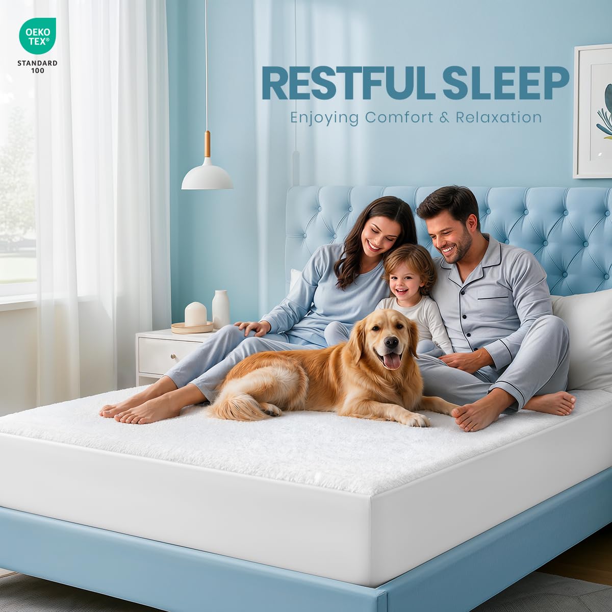 Waterproof Queen Size Mattress Protector fits Upto 17" Deep Pocket