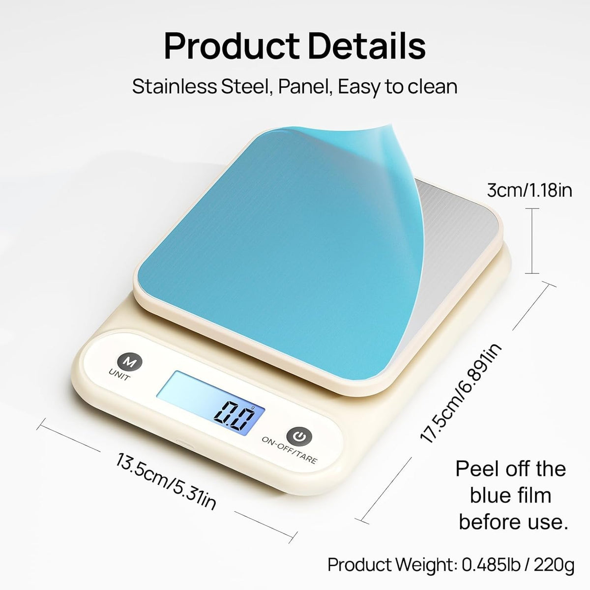 Meilen Digital Food Scale for Kitchen Grams and Ounces 11lb/0.1oz, 5kg/0.1g