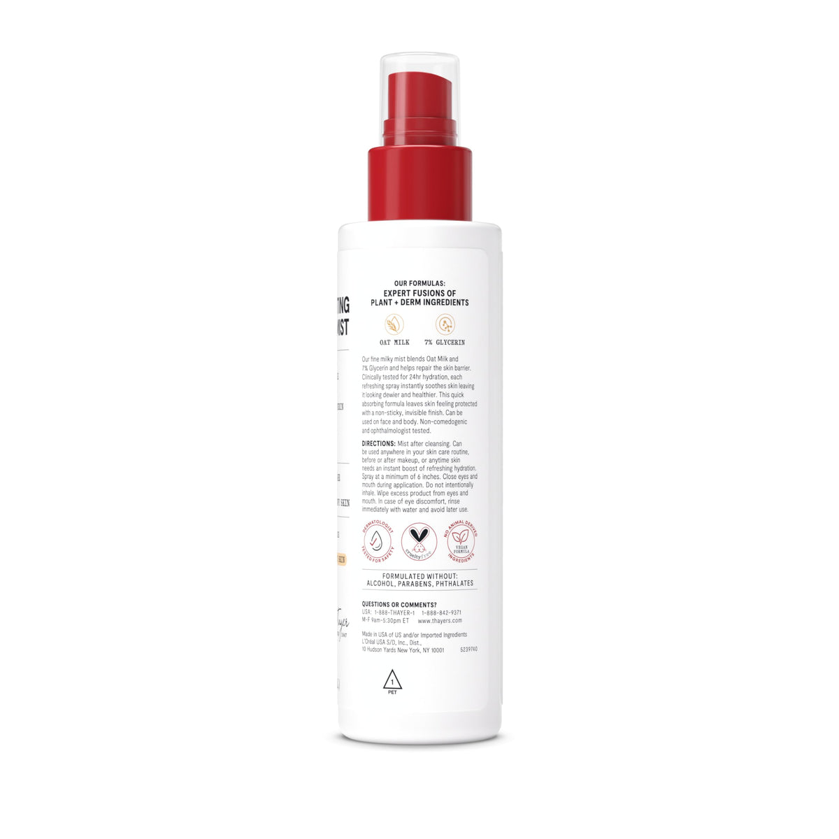 THAYERS Milky Mist with Oat Milk & 7% Glycerin, Facial Spray for Skin Barrier Repair & 24 Hour Hydration, Toner Spray Made for All Skin Types, Fragrance-Free, 4.4 fl oz