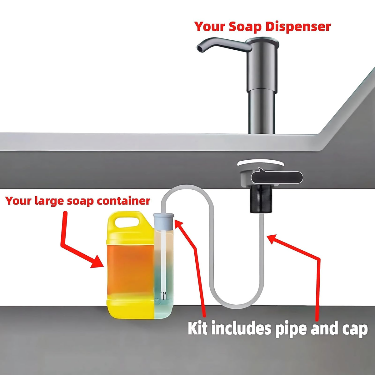Soap Dispenser for Kitchen Sink,Dish Soap Dispenser,Kitchen Sink Soap Dispenser Pump with 35'' Extension Tube Kit(Black)