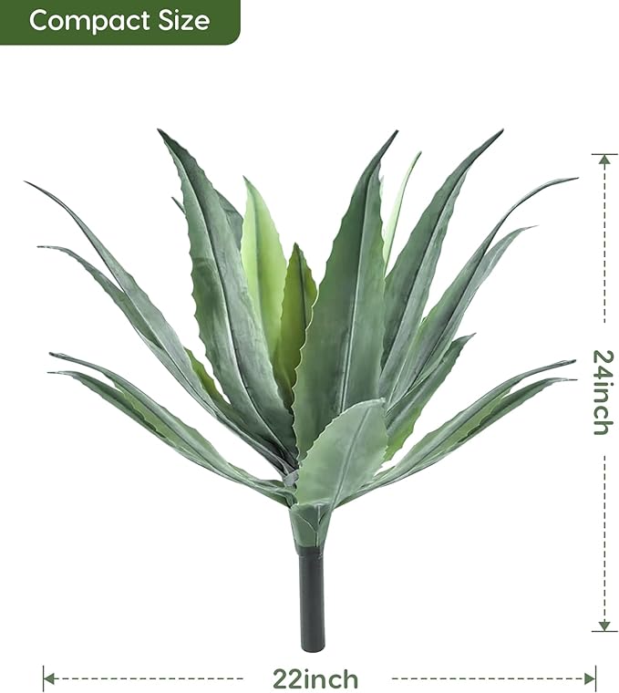 Velener 24 Inch Tall UV Resistant Artificial Agave Plant - Realistic Faux Succulent for Indoor & Outdoor Decor, Perfect for Home, Office, and Housewarming